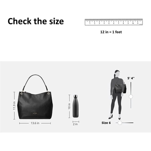 ✨NWT! Kate Spade Kat Shoulder Bag in Black Pebbled Leather. - Picture 7 of 9